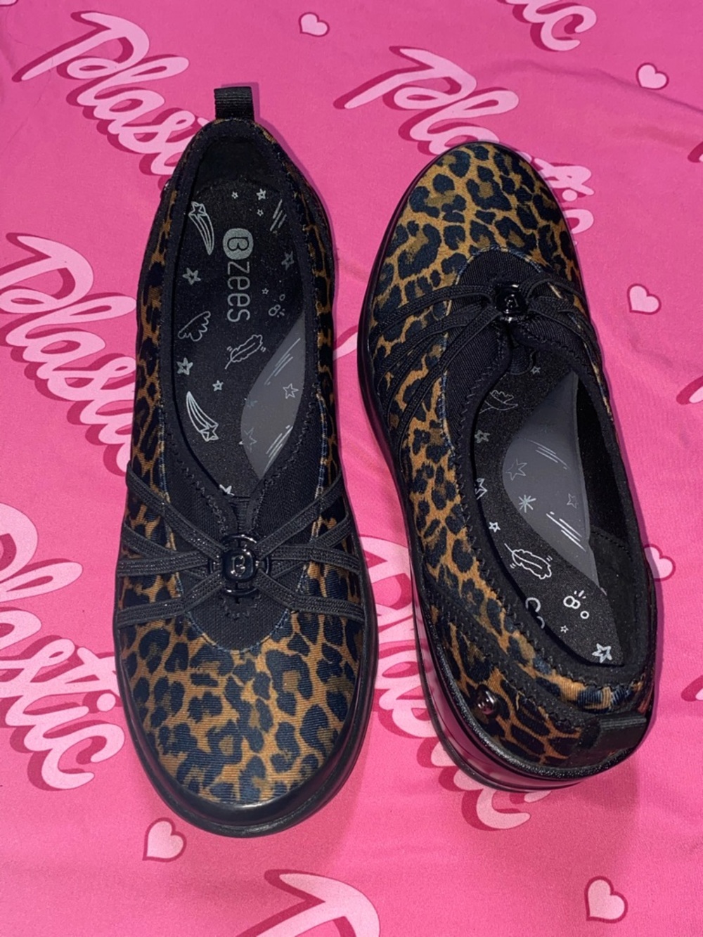 Womens Leopard Cheetah Animal Print Bzees Melody Casual Wedge Slip-On Shoes
